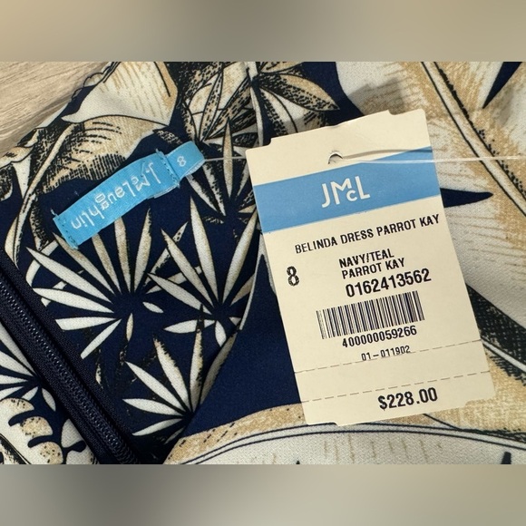 J McLaughlin Belinda Parrot Kay Dress Tropical Botanical Stretch NWT Size 8 - Picture 8 of 12